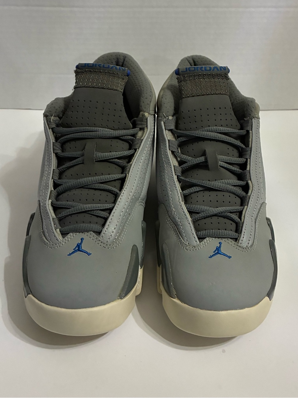 Jordan Men’s Low-Top Sneakers in Grey with Blue Jumpman
